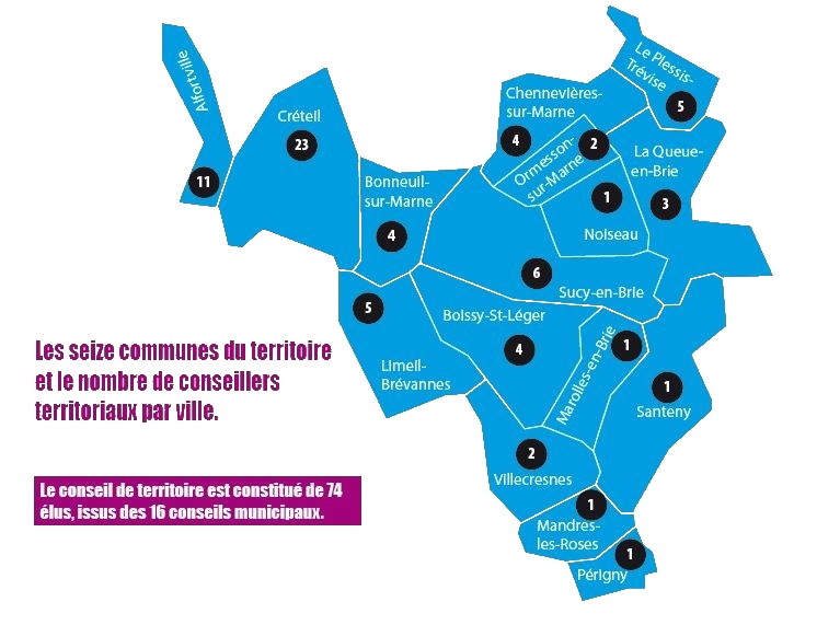 Carte du territoire T11 Grand Paris sud est avenir
